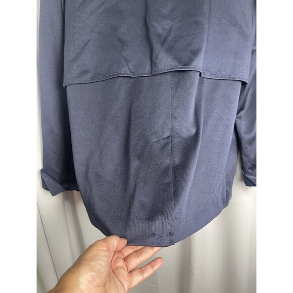 ADRIANNA PAPEL Trench Jacket With Back Yoke In Navy Sz Large New - Picture 7 of 10